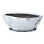 Round white craquelé bonsai pot by Bunzan - 99 x 99 x 36 mm