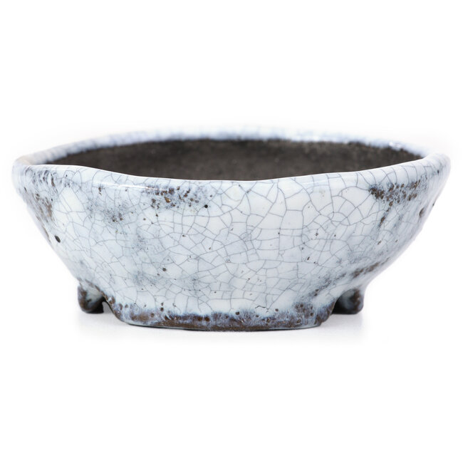 Ronde witte craquelé bonsai pot van Bunzan - 99 x 99 x 36 mm