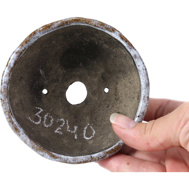 Pot à bonsaï rond craquelé blanc par Bunzan - 100 x 100 x 45 mm