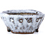 Round white craquelé bonsai pot by Bunzan - 92 x 88 x 41 mm