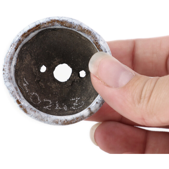 Pot à bonsaï rond craquelé blanc par Bunzan - 47 x 47 x 30 mm