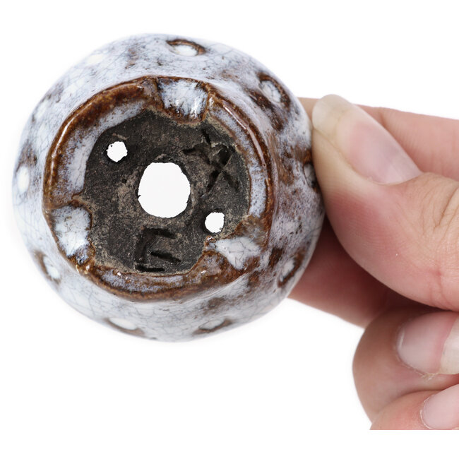 Pot à bonsaï rond craquelé blanc par Bunzan - 47 x 47 x 30 mm