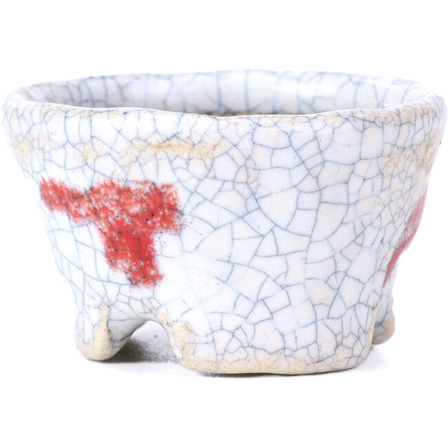 Pot à bonsaï rond craquelé blanc par Bunzan - 51 x 51 x 31 mm
