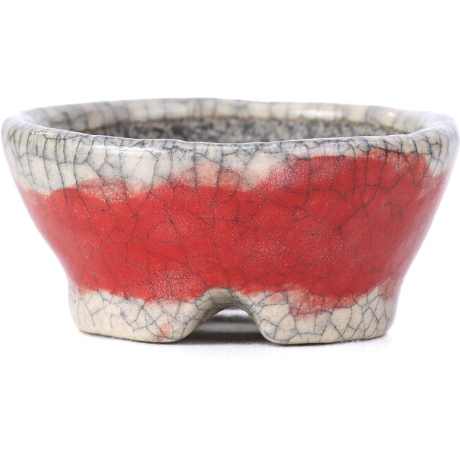 Ronde rode bonsaipot van Bunzan - 50 x 50 x 23 mm