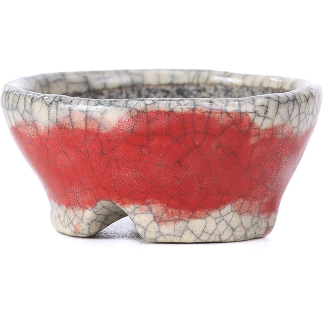 Vaso per bonsai rosso rotondo di Bunzan - 50 x 50 x 23 mm