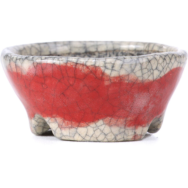 Round red bonsai pot by Bunzan - 50 x 50 x 23 mm