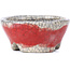 Round red bonsai pot by Bunzan - 50 x 50 x 23 mm