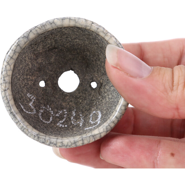 Round red bonsai pot by Bunzan - 50 x 50 x 23 mm