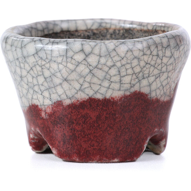 Vaso per bonsai rosso rotondo di Bunzan - 51 x 51 x 34 mm