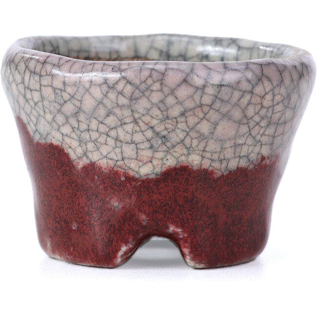 Runde rote Bonsaischale von Bunzan - 51 x 51 x 34 mm