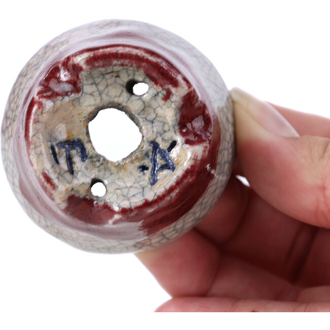 Ronde rode bonsaipot van Bunzan - 51 x 51 x 34 mm