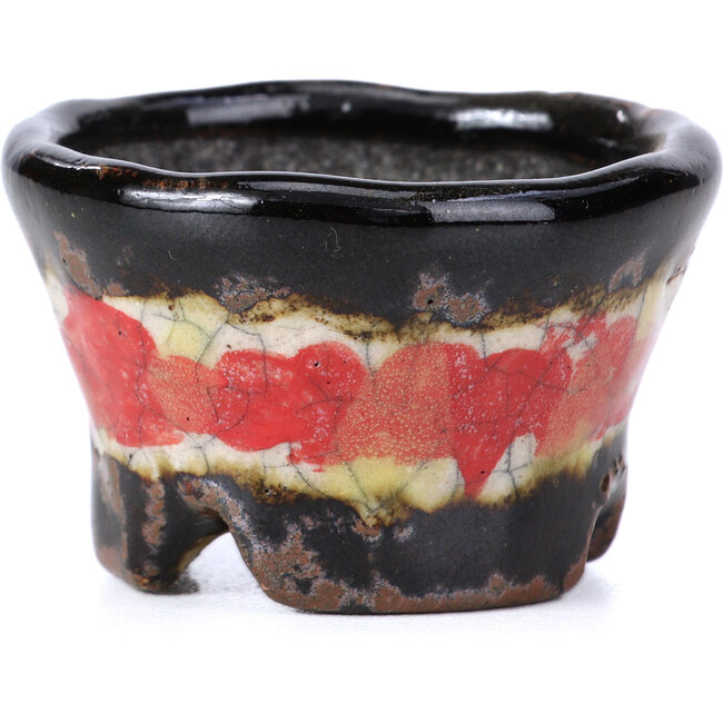 Maceta para bonsái craquelé multicolor redonda de Bunzan - 50 x 50 x 31 mm