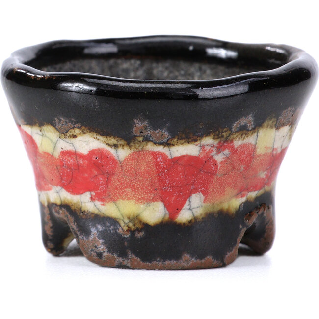 Ronde multicolor craquelé bonsai pot van Bunzan - 50 x 50 x 31 mm