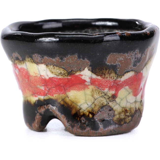 Ronde multicolor craquelé bonsai pot van Bunzan - 50 x 50 x 31 mm