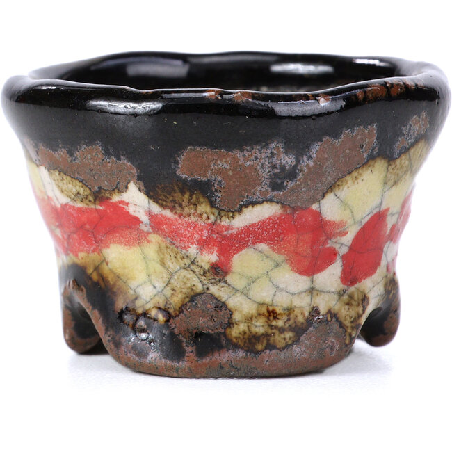 Ronde multicolor craquelé bonsai pot van Bunzan - 50 x 50 x 31 mm