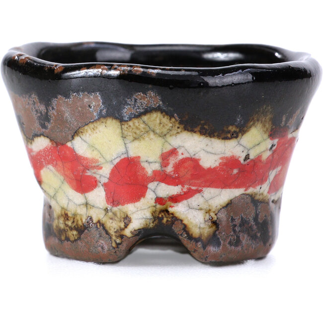 Ronde multicolor craquelé bonsai pot van Bunzan - 50 x 50 x 31 mm