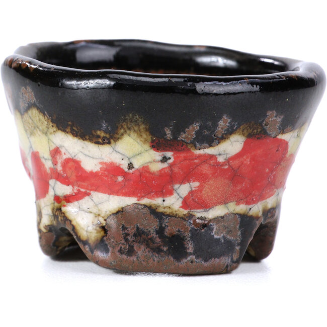 Ronde multicolor craquelé bonsai pot van Bunzan - 50 x 50 x 31 mm