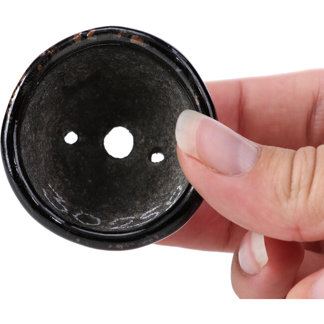 Round multicolor craquelé bonsai pot by Bunzan - 50 x 50 x 31 mm