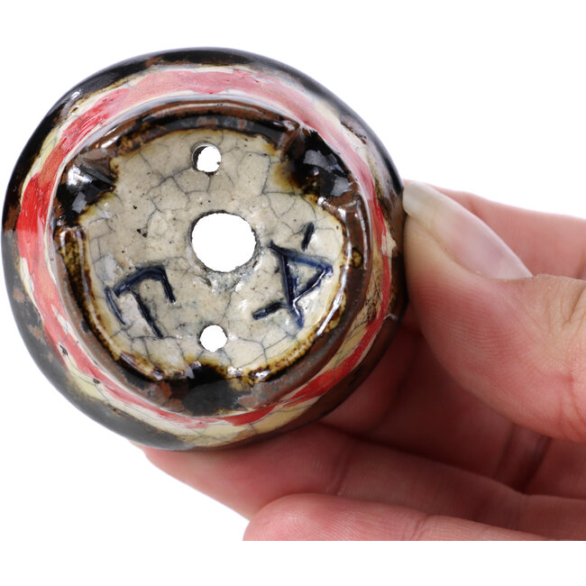 Maceta para bonsái craquelé multicolor redonda de Bunzan - 50 x 50 x 31 mm