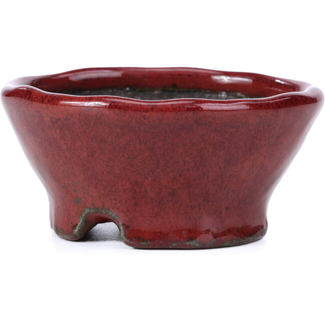 Pot à bonsaï rond rouge par Bunzan - 101 x 101 x 47 mm
