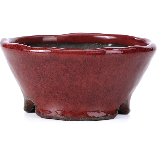 Pot à bonsaï rond rouge par Bunzan - 101 x 101 x 47 mm