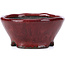 Round red bonsai pot by Bunzan - 101 x 101 x 47 mm