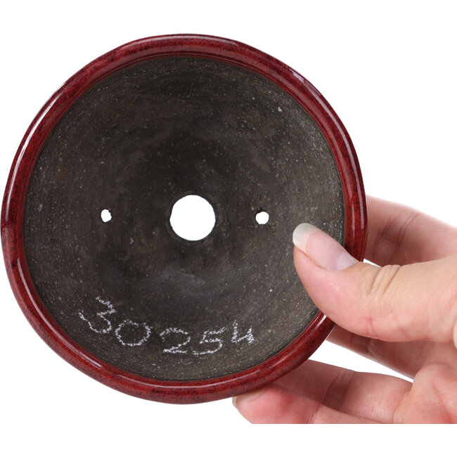 Maceta de bonsái redonda roja de Bunzan - 101 x 101 x 47 mm