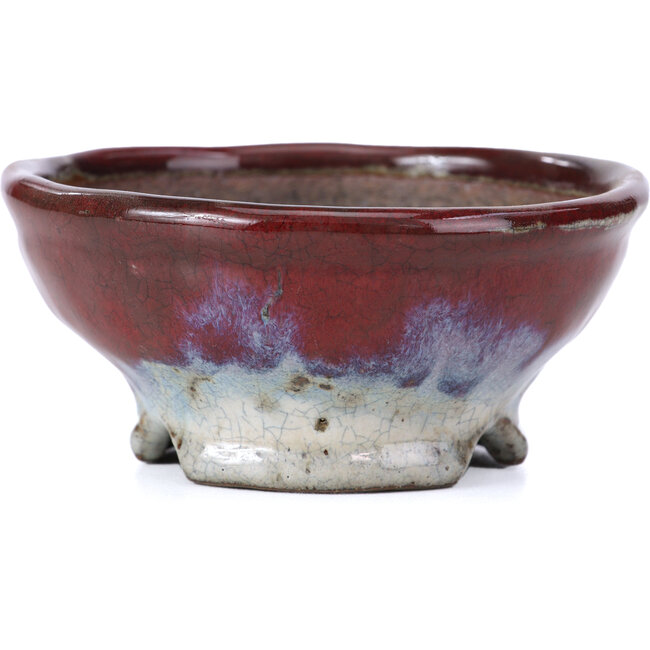 Ronde rode bonsaipot van Bunzan - 105 x 105 x 49 mm