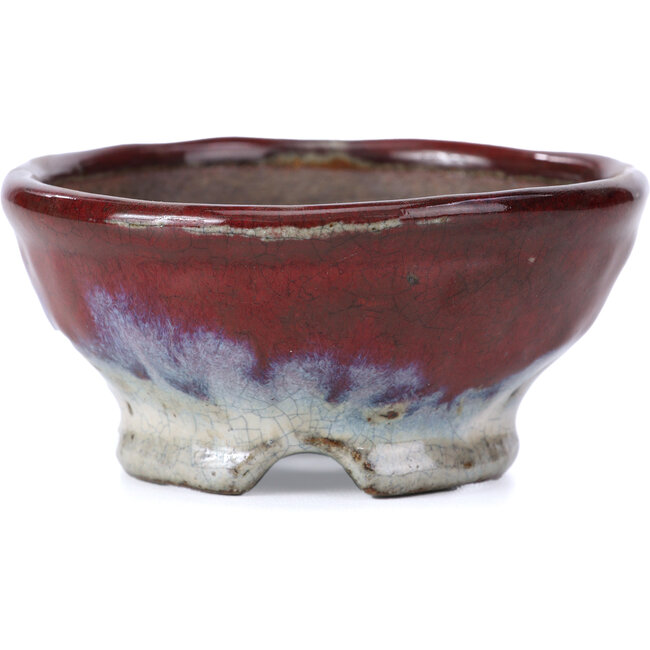 Pot à bonsaï rond rouge par Bunzan - 105 x 105 x 49 mm