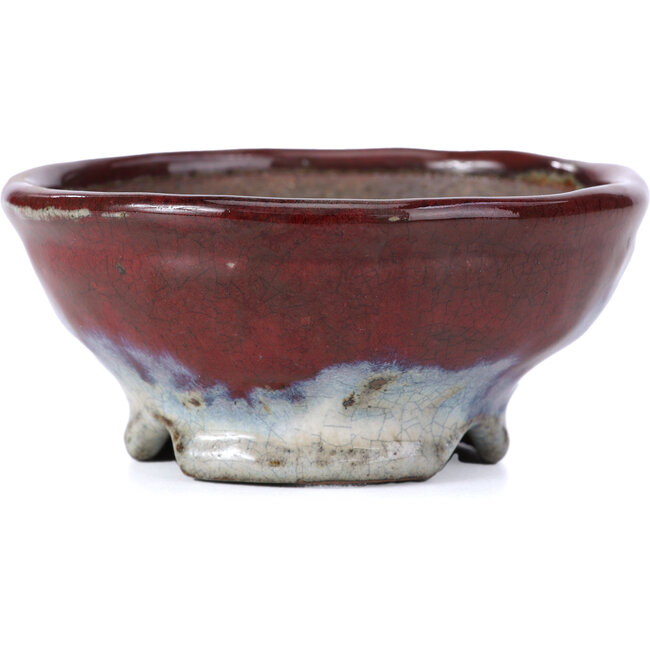 Ronde rode bonsaipot van Bunzan - 105 x 105 x 49 mm