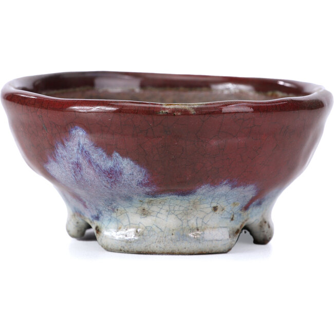Pot à bonsaï rond rouge par Bunzan - 105 x 105 x 49 mm