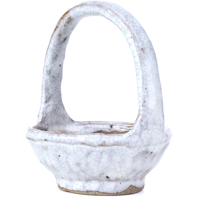 Round white bonsai pot by Bunzan - 110 x 110 x 125 mm