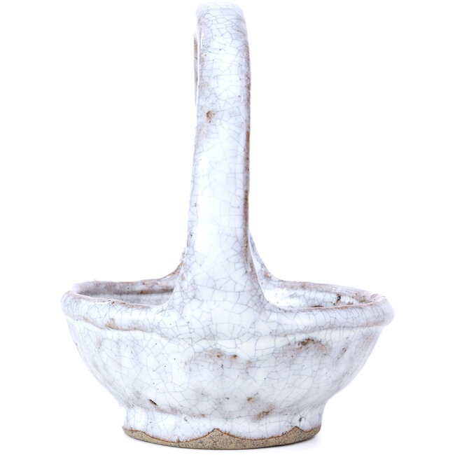 Round white bonsai pot by Bunzan - 110 x 110 x 125 mm