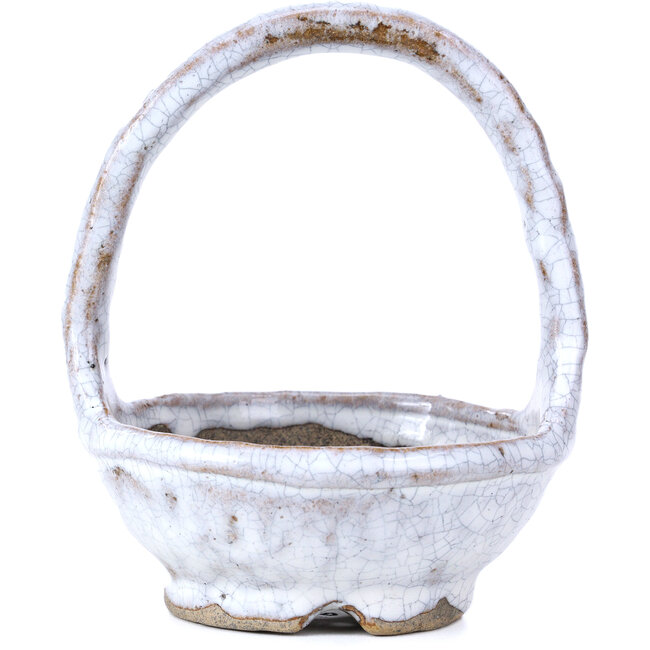 Ronde witte bonsaipot van Bunzan - 110 x 110 x 125 mm