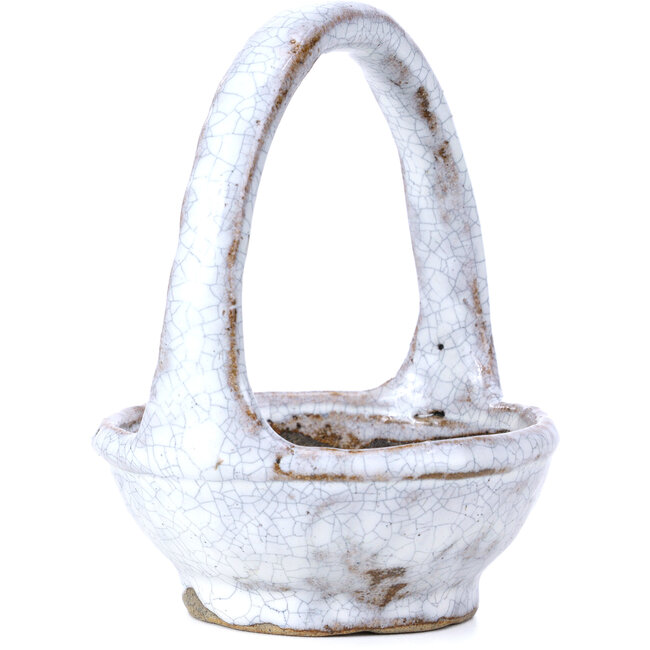 Pot à bonsaï rond blanc par Bunzan - 110 x 110 x 125 mm