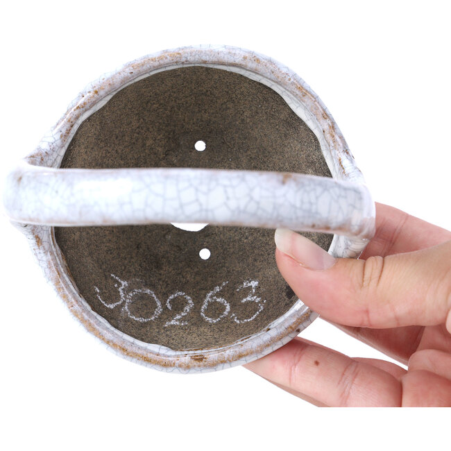 Round white bonsai pot by Bunzan - 110 x 110 x 125 mm