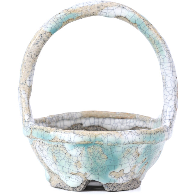 Vaso per bonsai rotondo bianco di Bunzan - 105 x 105 x 120 mm