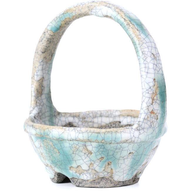 Vaso per bonsai rotondo bianco di Bunzan - 105 x 105 x 120 mm