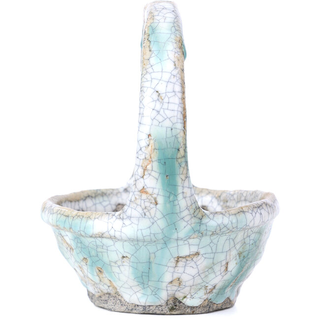 Vaso per bonsai rotondo bianco di Bunzan - 105 x 105 x 120 mm