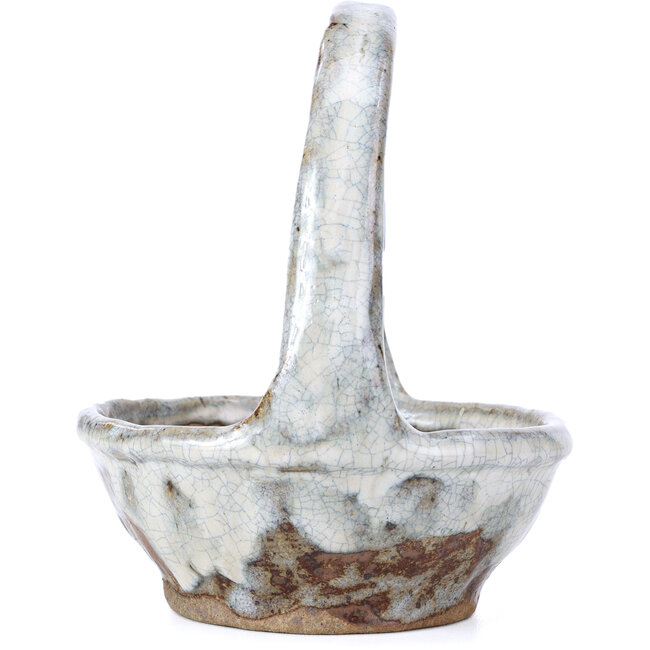 Round brown bonsai pot by Bunzan - 120 x 120 x 130 mm