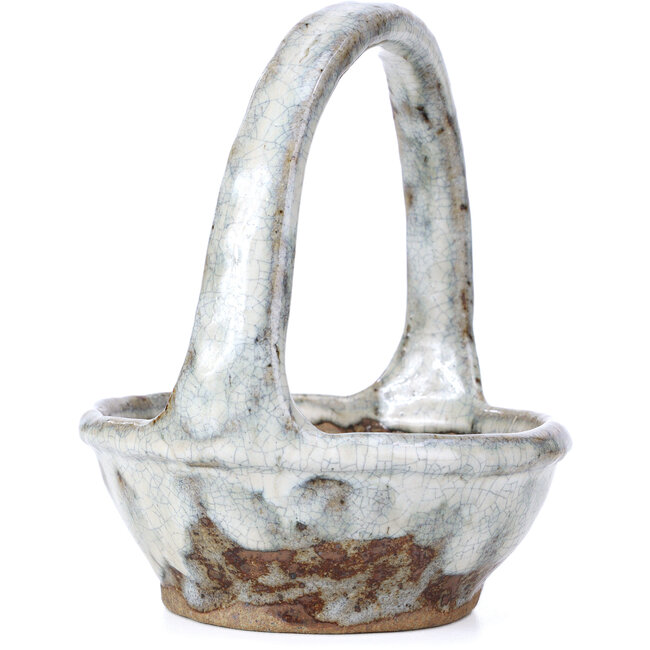 Round brown bonsai pot by Bunzan - 120 x 120 x 130 mm