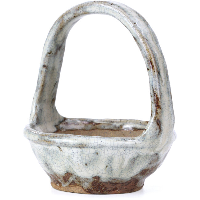 Ronde bruine bonsaipot van Bunzan - 120 x 120 x 130 mm