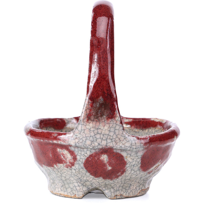 Pot à bonsaï rond rouge par Bunzan - 95 x 95 x 115 mm