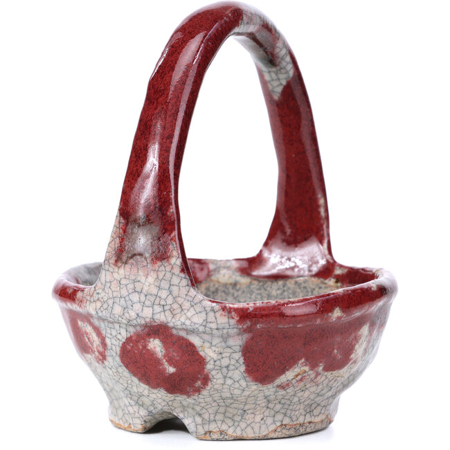 Pot à bonsaï rond rouge par Bunzan - 95 x 95 x 115 mm