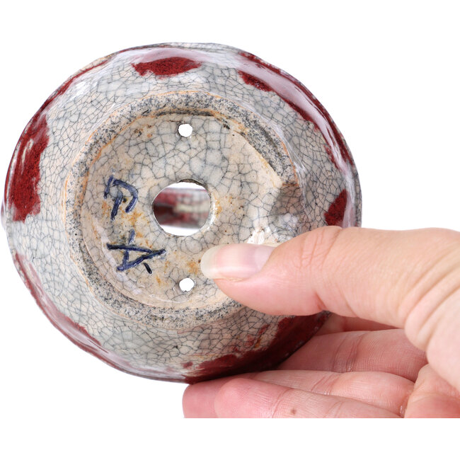 Runde rote Bonsaischale von Bunzan - 95 x 95 x 115 mm