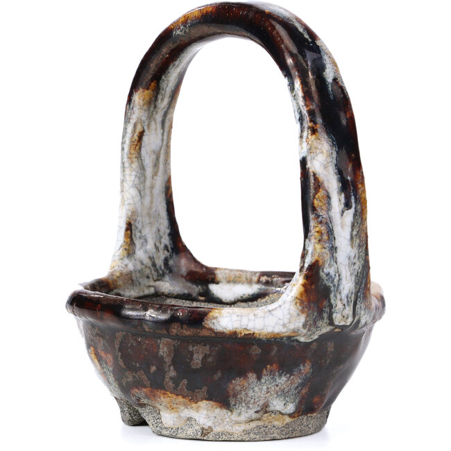 Pot à bonsaï rond marron par Bunzan - 105 x 105 x 135 mm