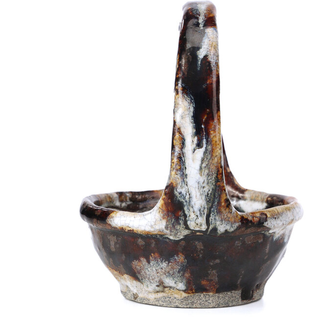 Vaso per bonsai rotondo marrone di Bunzan - 105 x 105 x 135 mm