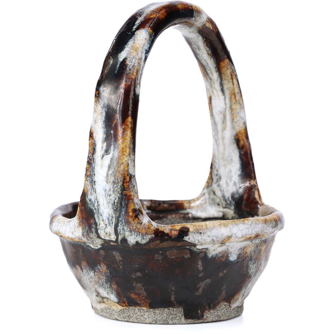 Vaso per bonsai rotondo marrone di Bunzan - 105 x 105 x 135 mm