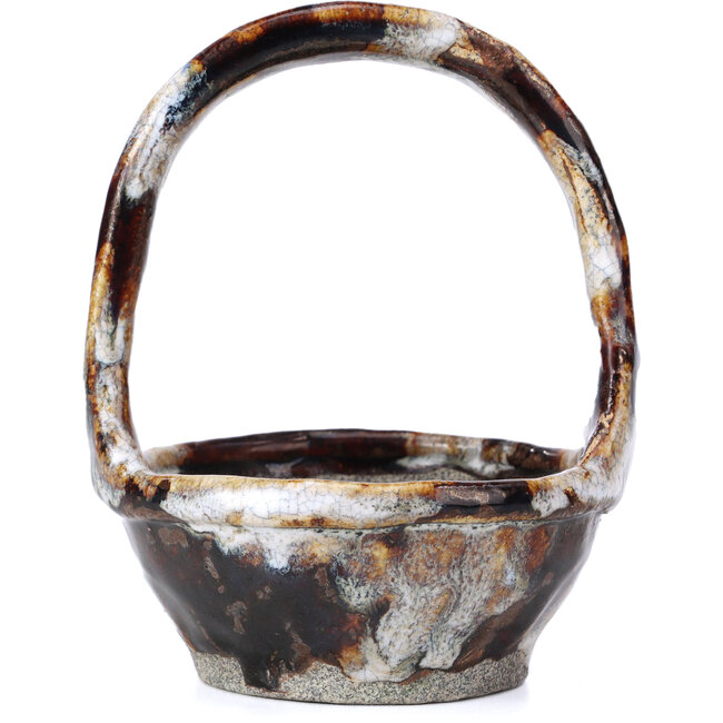 Vaso per bonsai rotondo marrone di Bunzan - 105 x 105 x 135 mm