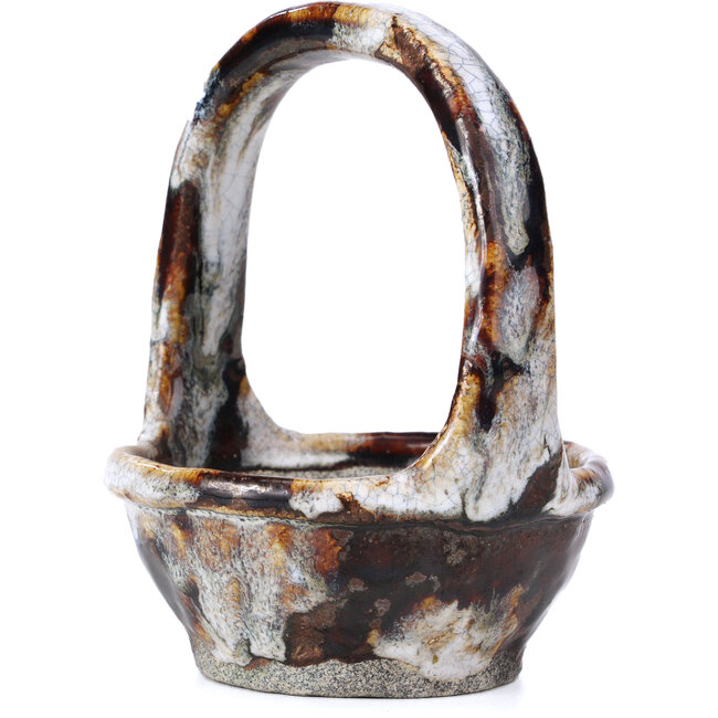 Pot à bonsaï rond marron par Bunzan - 105 x 105 x 135 mm